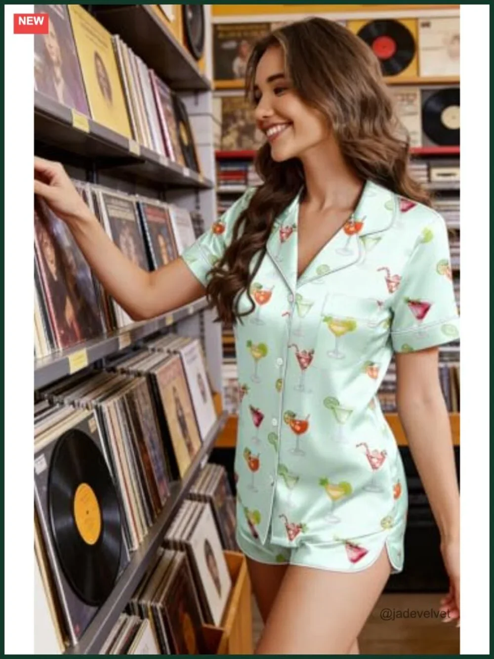 Satin Pajama Set Button Down Short Sleeve Top and Shorts Sleepwear